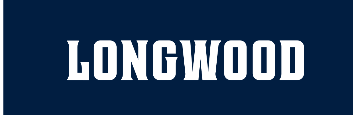 Longwood wordmark, color on navy variant