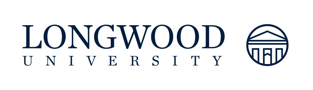 Longwood University Wordmark with Rotunda, blue variant, cell 17