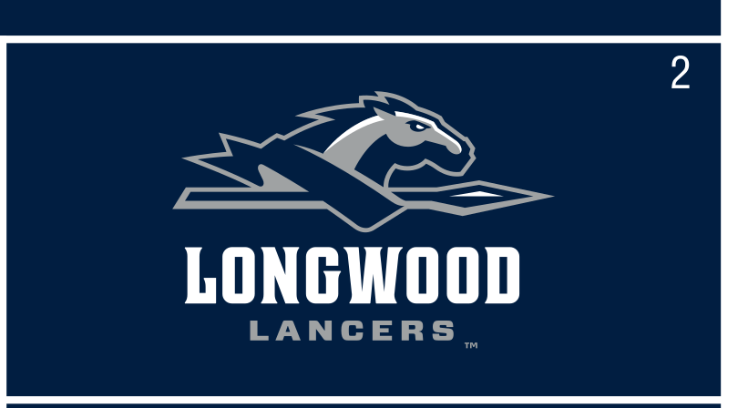 Lancer head with Longwood Lancers wordmark, color on navy variant, cell 26