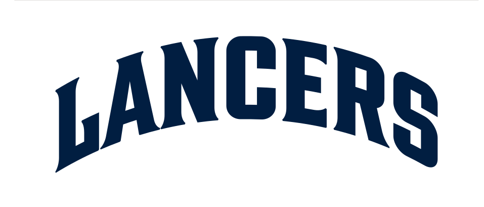 Lancers wordmark, arched color on white variant