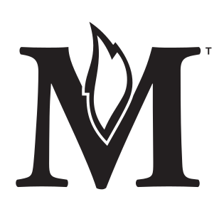 M lettermark with flame, black/white on white variant, cell 15