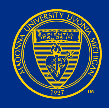 Madonna University Seal, blue/gold on blue variant, cell 33