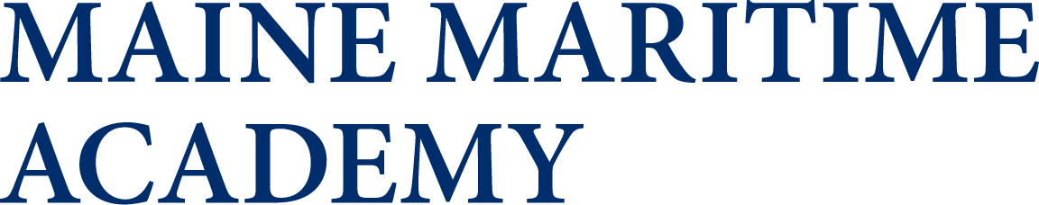Maine Maritime Academy wordmark, horizontal blue variant, cell 9