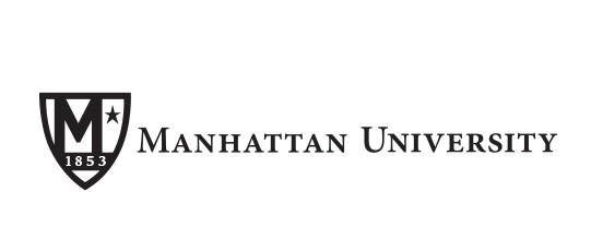 Manhattan University shield and wordmark, horizontal, black variant, cell 7
