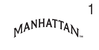 Manhattan wordmark with star, black variant, cell 14