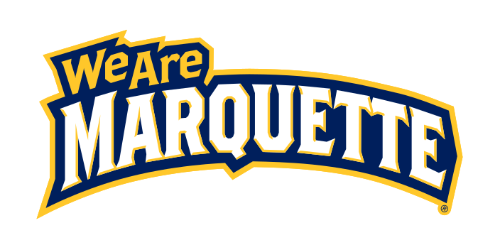 We Are Marquette wordmark, arched color variant, cell 10