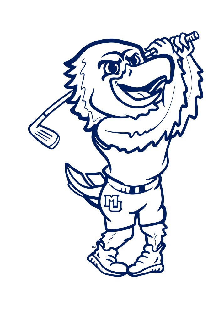 mascot playing golf, blue outline variant, cell 25