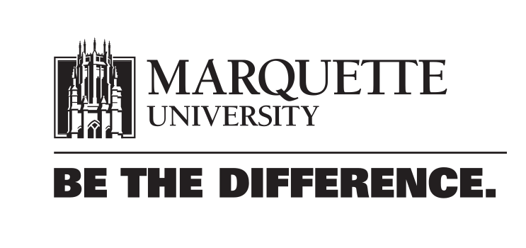 Marquette University logo, horizontal, black variant, cell 50
