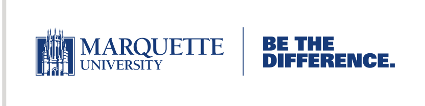Marquette University logo, linear, blue variant, cell 53