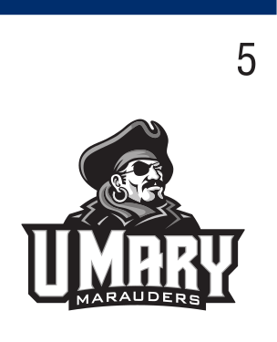 University of Mary Marauders logo, black with box on white variant, cell 5