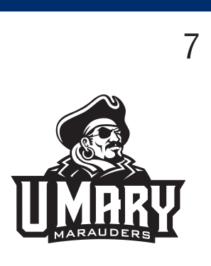 University of Mary Marauders logo, black without box on white variant, cell 7