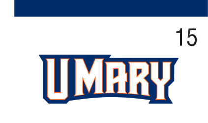 U Mary wordmark, blue and orange on white variant, cell 15