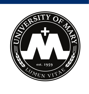 University of Mary seal, black on white variant, cell 38