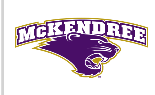 McKendree arched with bearcat head, purple/gold variant, cell 7