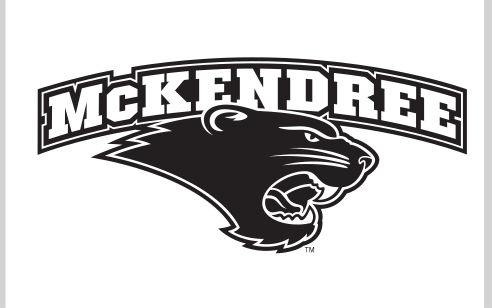 McKendree arched with bearcat head, black/white variant, cell 8
