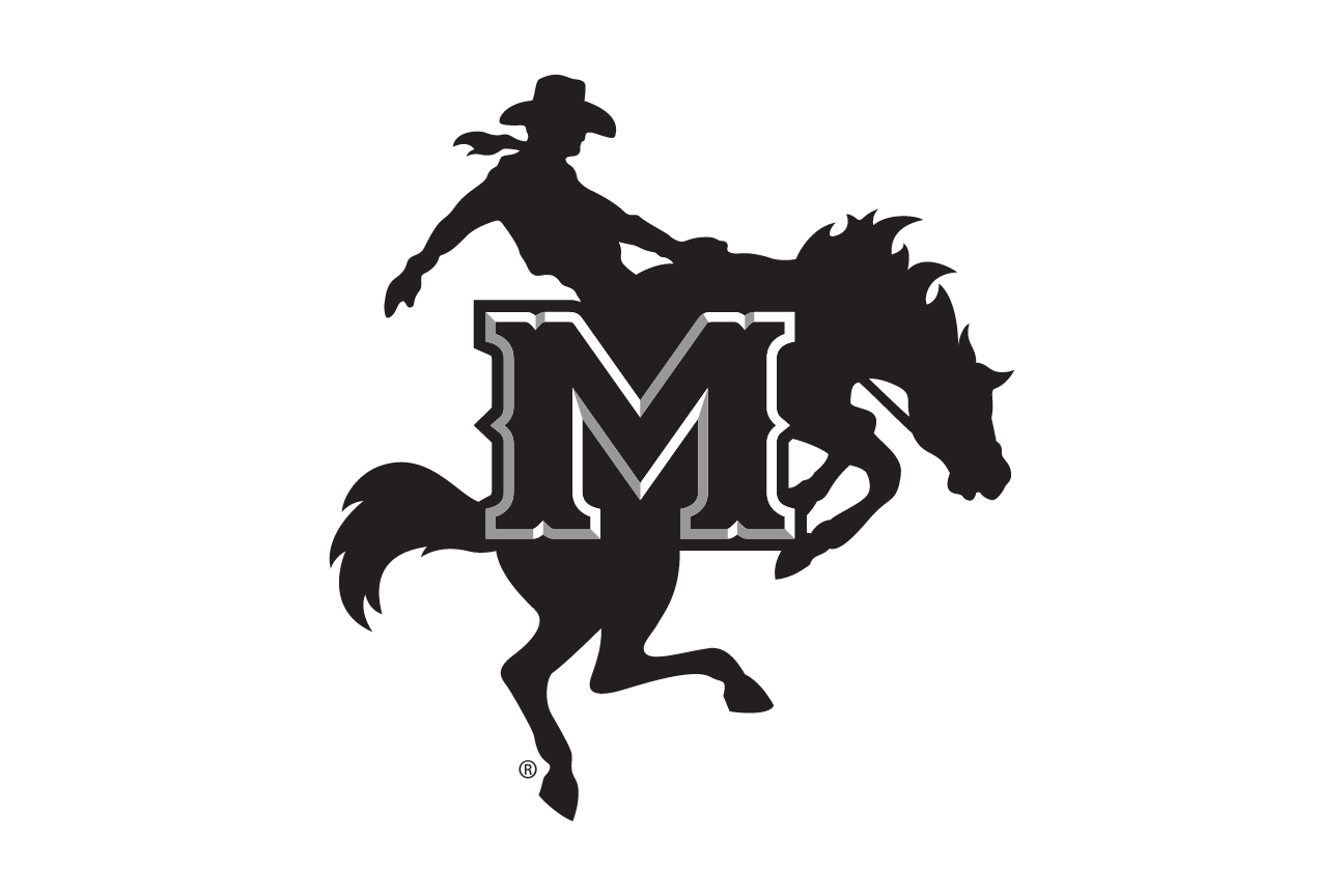 mascot on letter M, black and white variant, cell 5