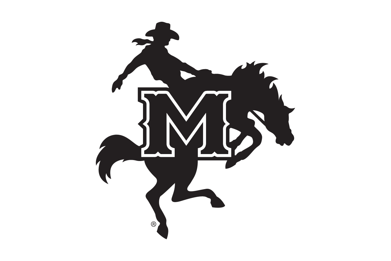 mascot on letter M, black and white variant, cell 6