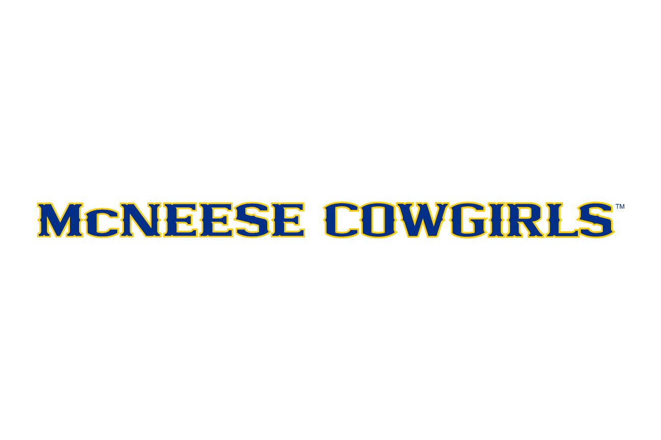 McNEESE COWGIRLS wordmark, horizontal blue and gold variant, cell 26