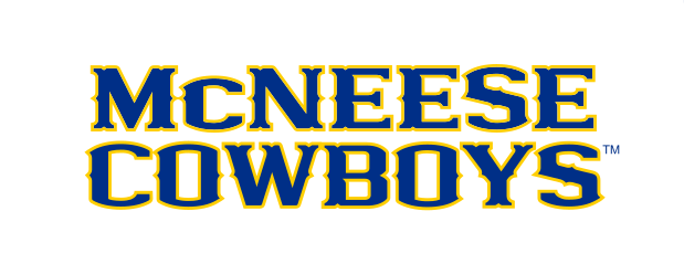 McNEESE COWBOYS wordmark, stacked blue and gold variant, cell 17