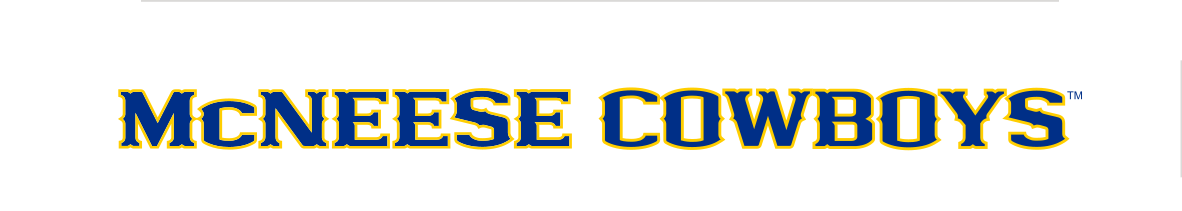 McNEESE COWBOYS wordmark, horizontal blue and gold variant, cell 18