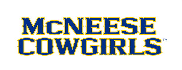 McNEESE COWGIRLS wordmark, stacked blue and gold variant, cell 25