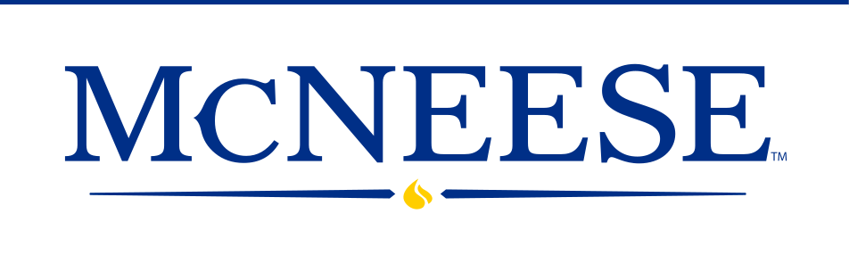 MCNEESE wordmark, blue/yellow variant, cell 47