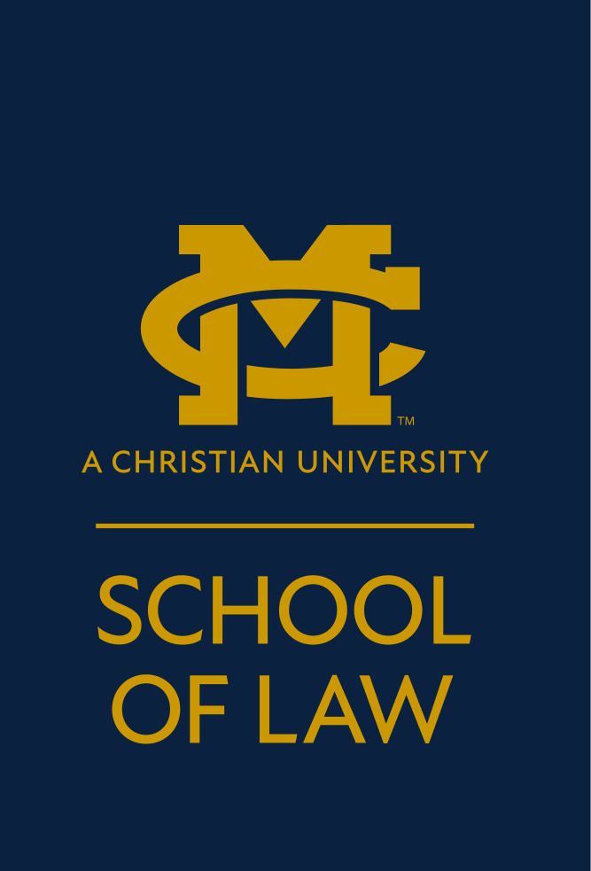 MC School of Law stacked lockup, gold on navy variant, cell 28