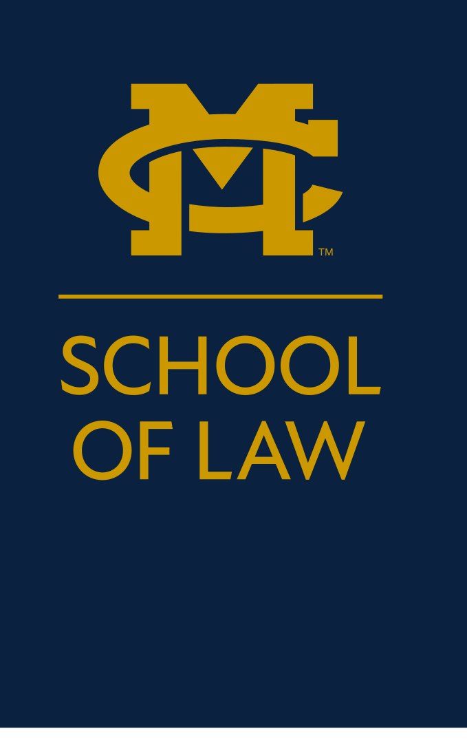 MC School of Law stacked, gold on navy variant, cell 37