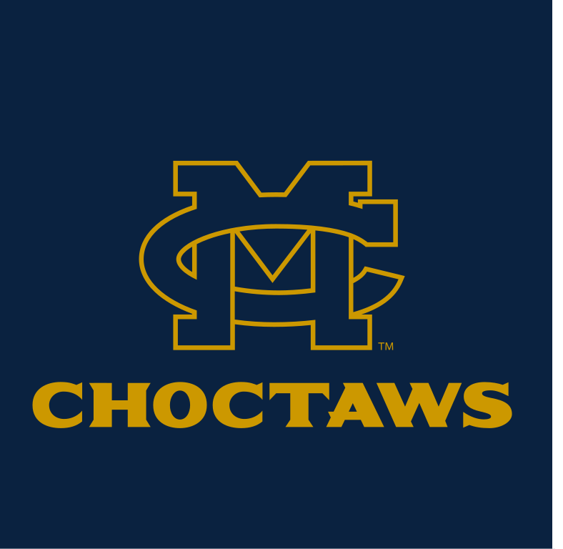 MC Choctaws lockup, gold on navy variant, cell 40