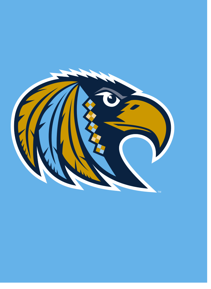 Choctaw mascot head, full color on light blue variant, cell 59