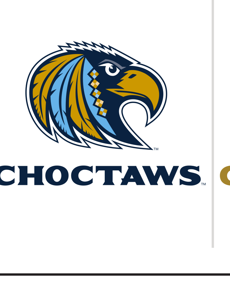 Choctaw mascot lockup with outline, full color variant, cell 79