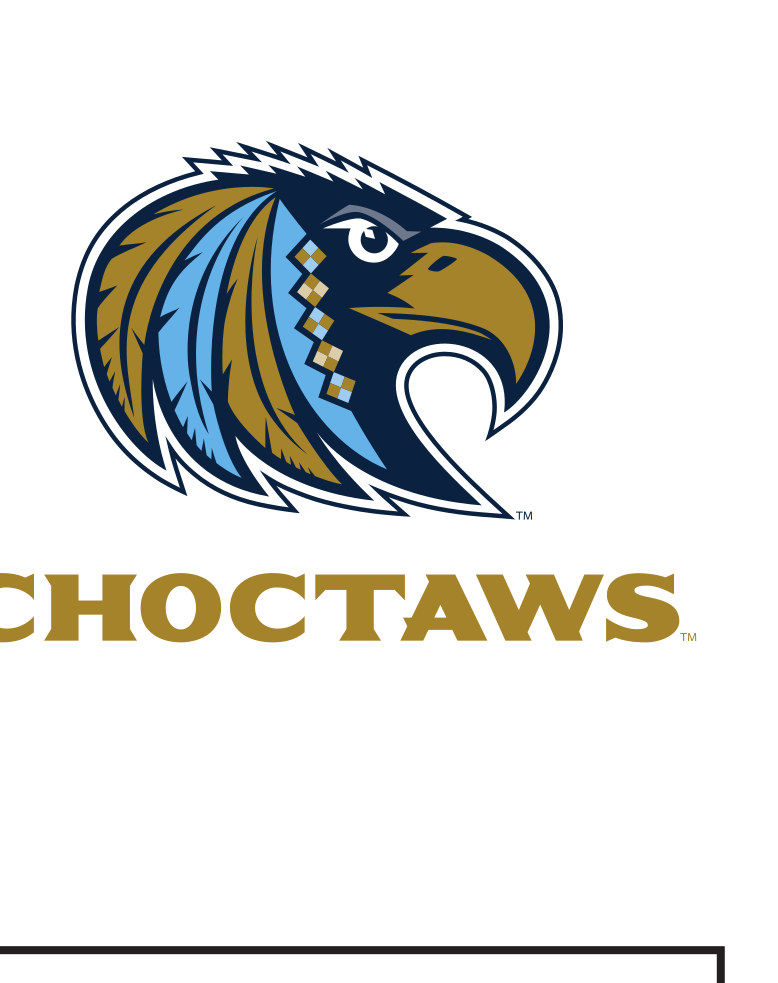 Choctaw mascot lockup with outline, metallic gold variant, cell 80