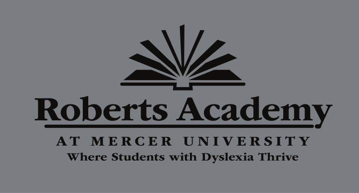 Roberts Academy logo, all black on grey variant, cell 40