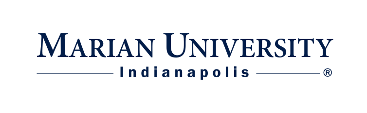 Marian University Indianapolis wordmark, blue/gold variant, cell 1