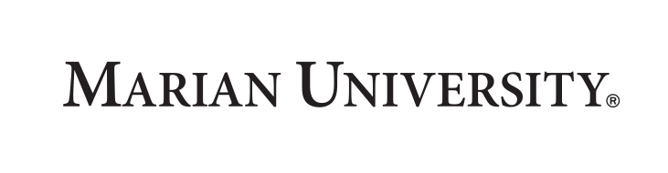 Marian University wordmark, black variant, cell 5