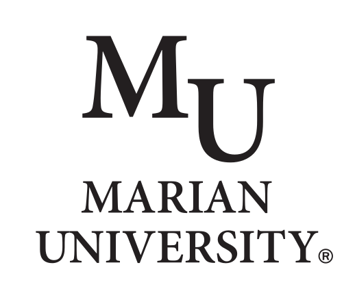 MU Marian University lockup, black variant, cell 13