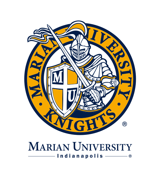Marian University Knights athletic mark, full color with university name variant, cell 18