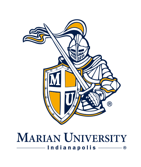 Marian University knight mark, full color with university name variant, cell 29