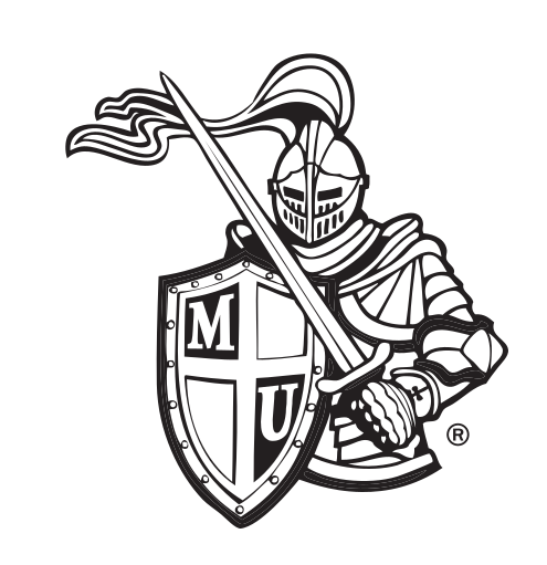 Marian University knight mark, black/white icon only variant, cell 35
