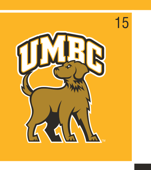 full body retriever with wordmark, full color on gold variant, cell 15
