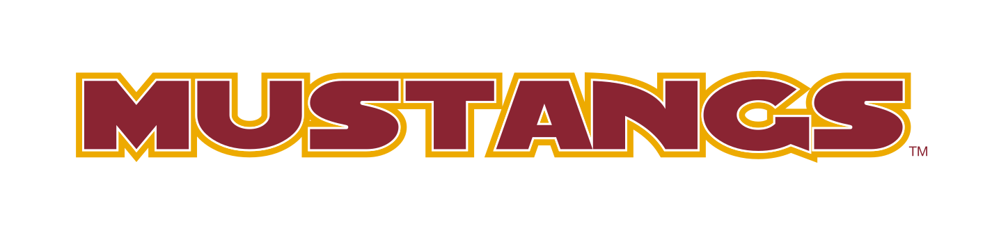 Mustangs wordmark, maroon and gold variant, cell 13