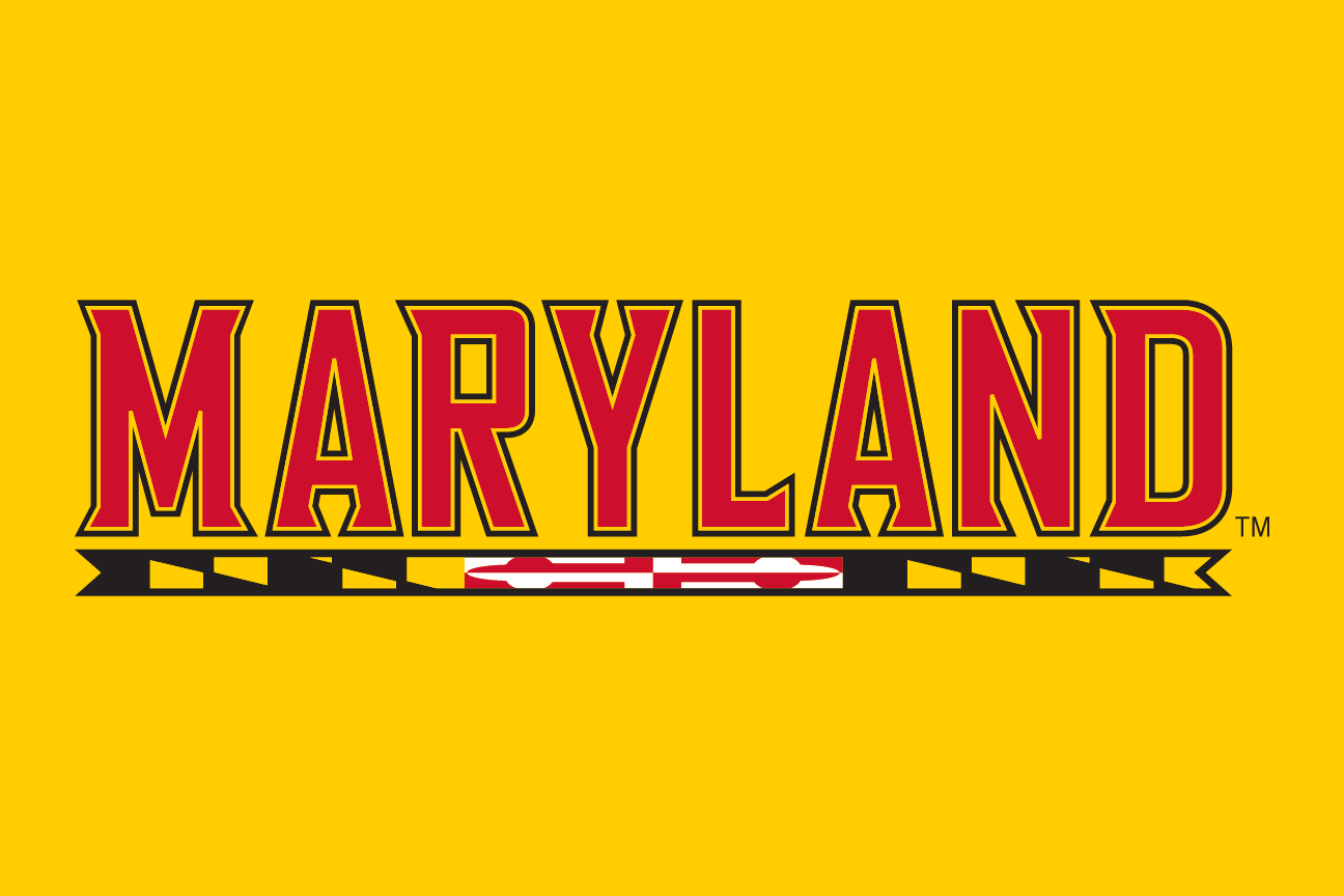 'MARYLAND' wordmark with flag pattern, red/white/black on yellow variant, cell 12