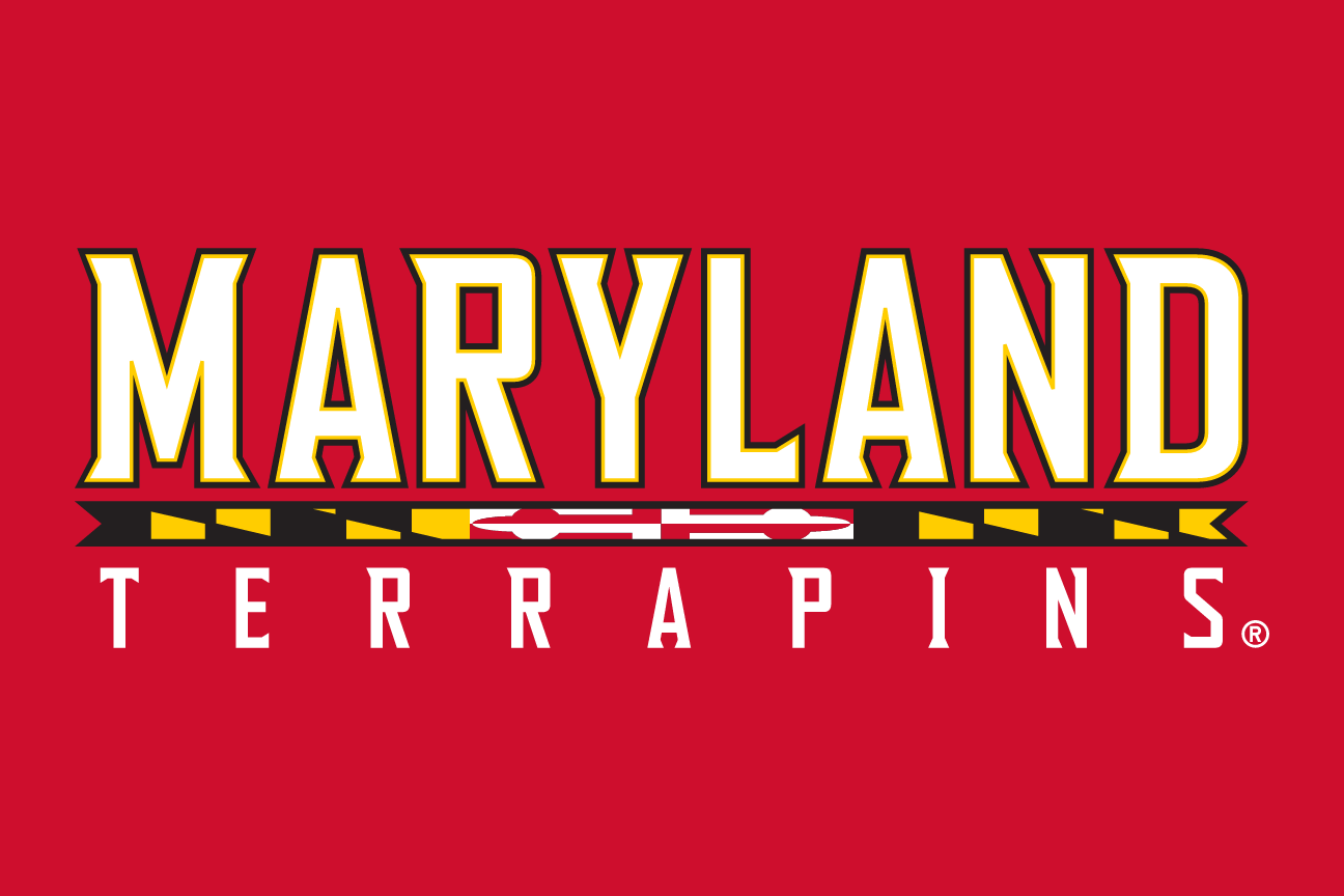 'MARYLAND TERRAPINS' wordmark with flag pattern, white/yellow/black on red variant, cell 14