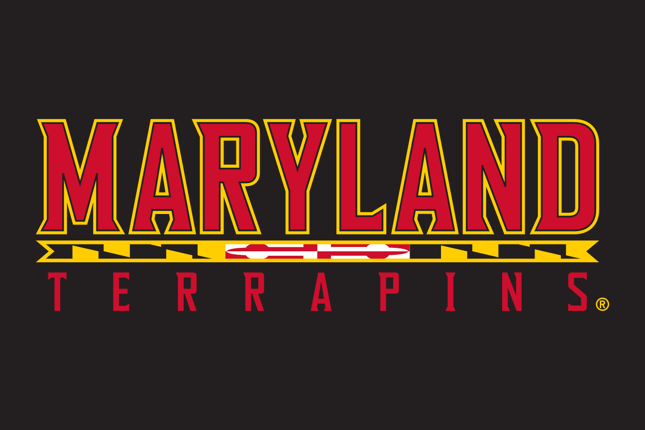 'MARYLAND TERRAPINS' wordmark with flag pattern, red/yellow/white on black variant, cell 15
