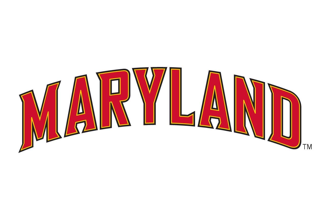 arched 'MARYLAND' wordmark, red/yellow/black on white variant, cell 17