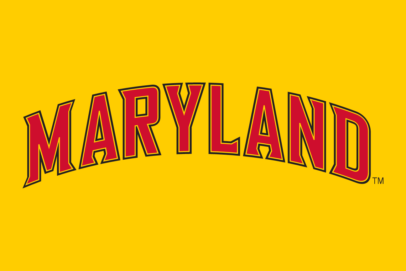 arched 'MARYLAND' wordmark, red/white/black on yellow variant, cell 20