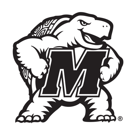 Testudo mascot with 'M' lettermark, white/black/gray variant, cell 6
