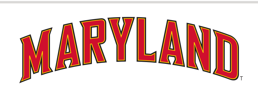 arched 'MARYLAND' wordmark, red/yellow/black on white variant, cell 17