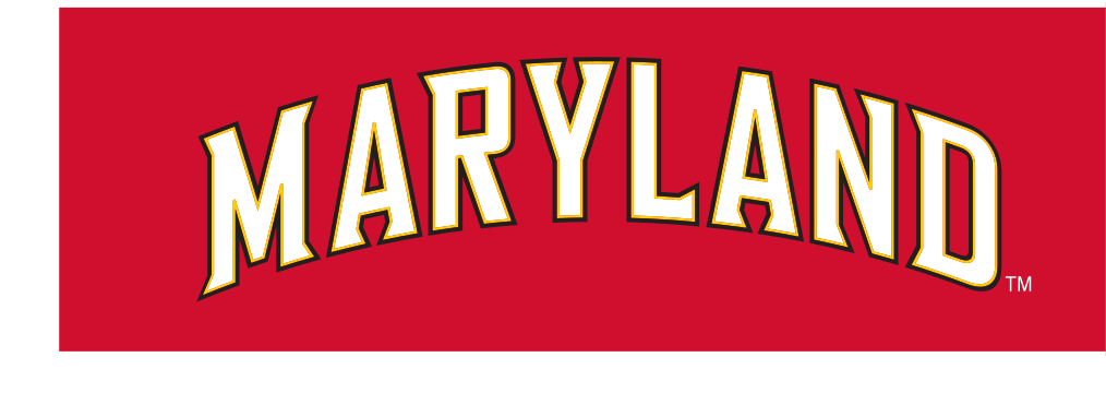 arched 'MARYLAND' wordmark, white/yellow/black on red variant, cell 18