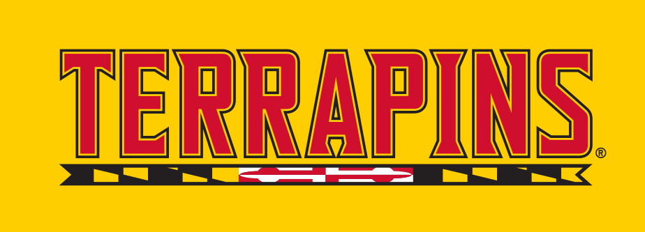 TERRAPINS wordmark, red/black on yellow variant, cell 28